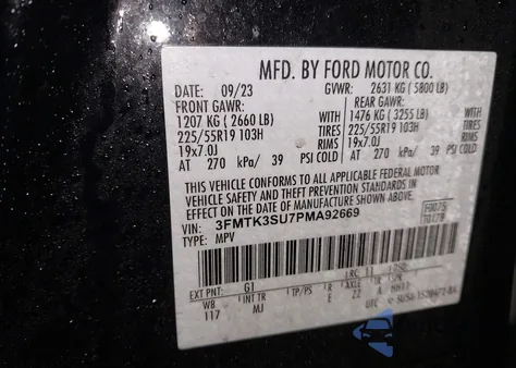 2023 Ford Mustang Mach-E Premium from USA, damaged, VIN 3FMTK3SU7PMA92669